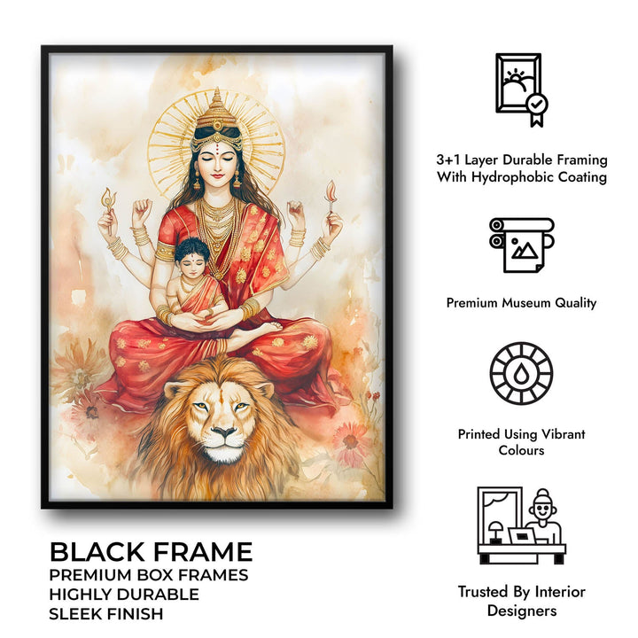 Goddess Durga sitting on Lion - Vastu Painting