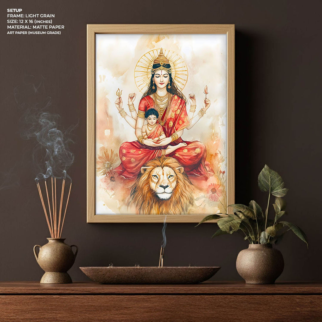 Goddess Durga sitting on Lion - Vastu Painting