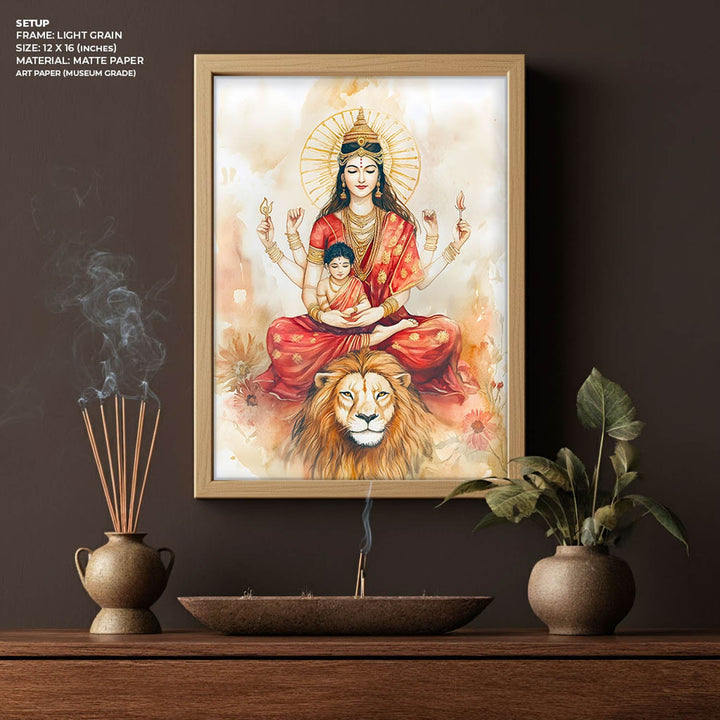 Goddess Durga sitting on Lion - Vastu Painting