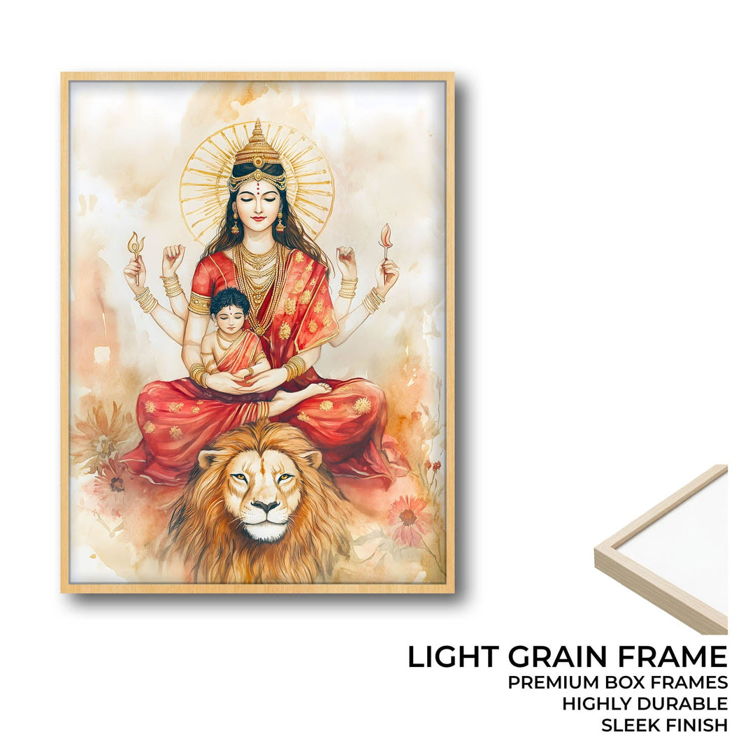 Goddess Durga sitting on Lion - Vastu Painting