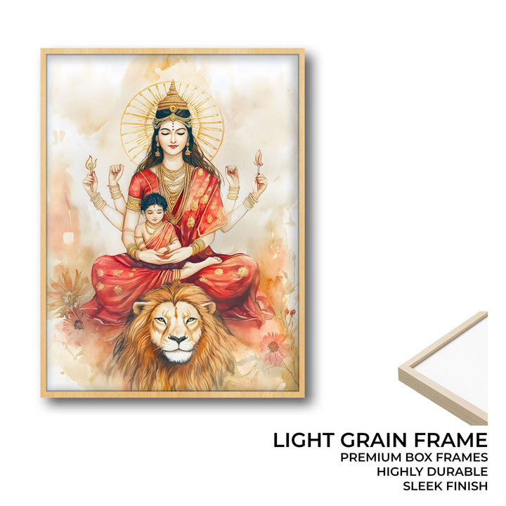 Goddess Durga sitting on Lion - Vastu Painting