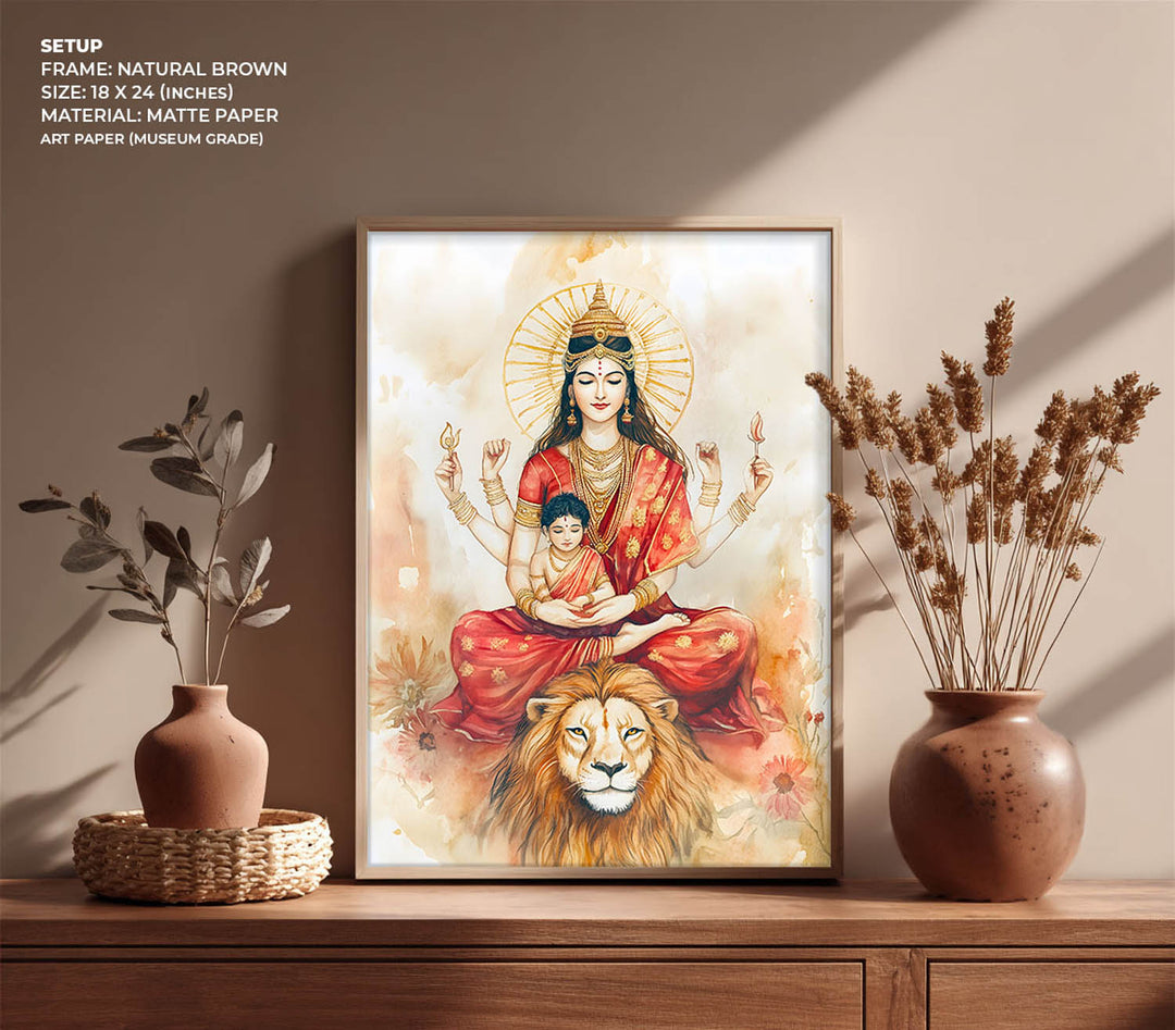 Goddess Durga sitting on Lion - Vastu Painting