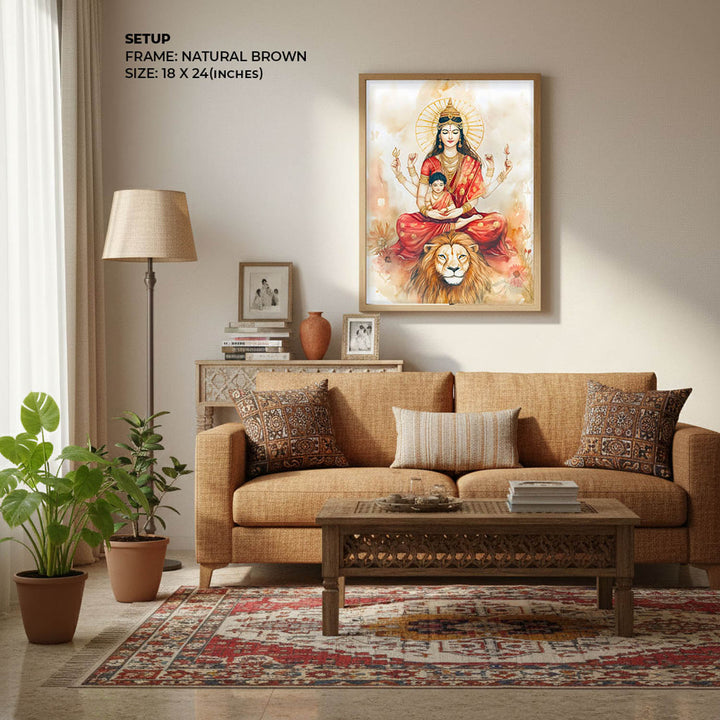 Goddess Durga sitting on Lion - Vastu Painting