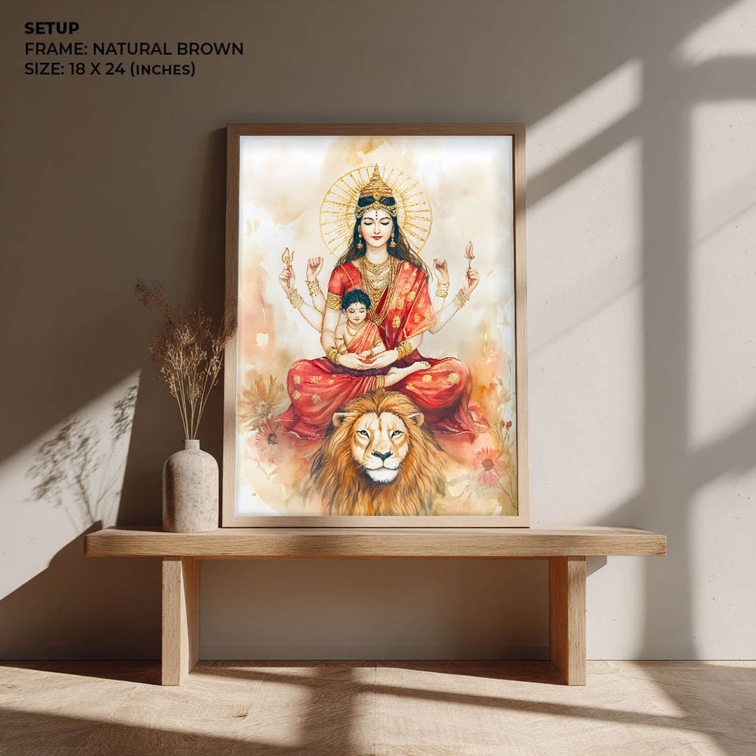 Goddess Durga sitting on Lion - Vastu Painting