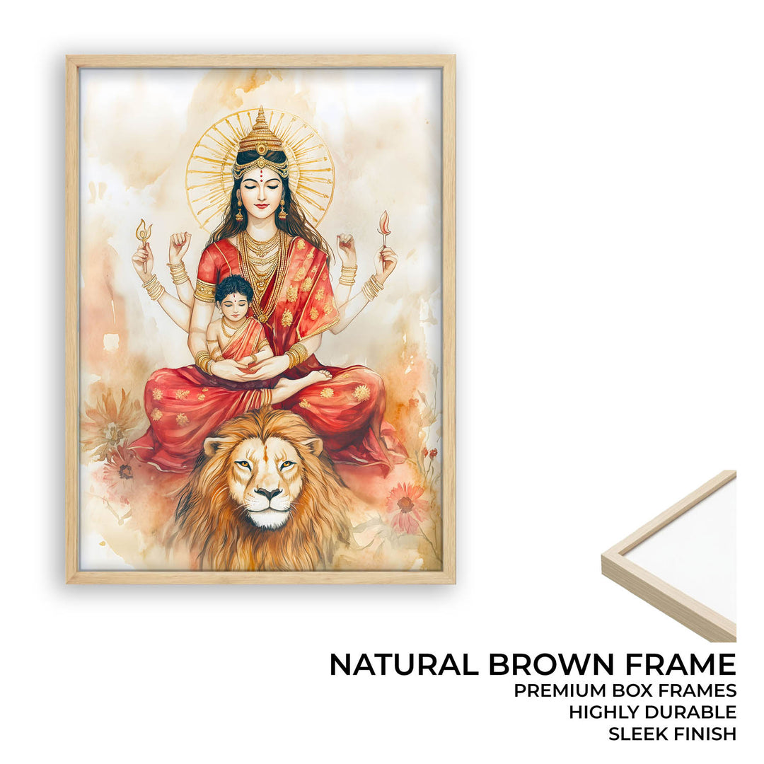 Goddess Durga sitting on Lion - Vastu Painting