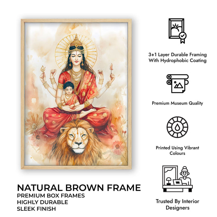 Goddess Durga sitting on Lion - Vastu Painting