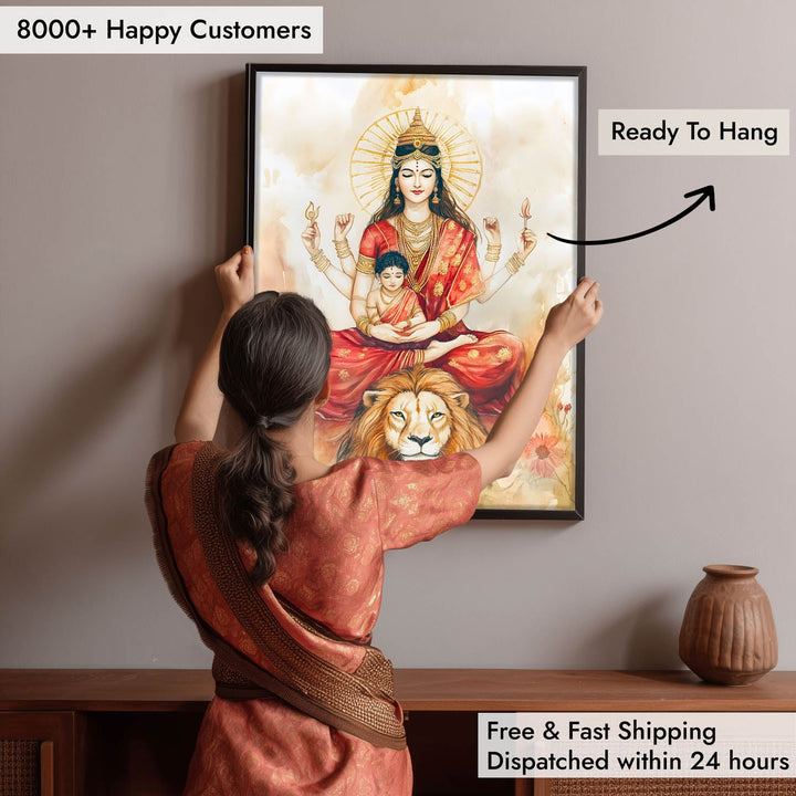 Goddess Durga sitting on Lion - Vastu Painting