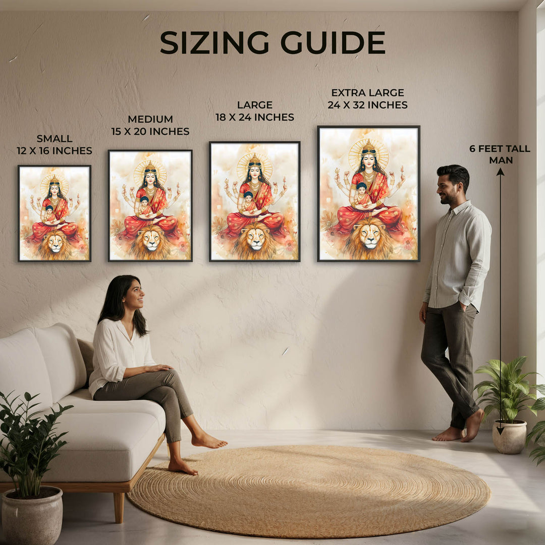 Goddess Durga sitting on Lion - Vastu Painting