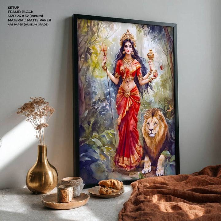 Goddess Durga with Lion - Vastu Painting