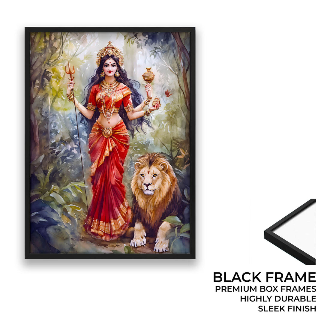 Goddess Durga with Lion - Vastu Painting