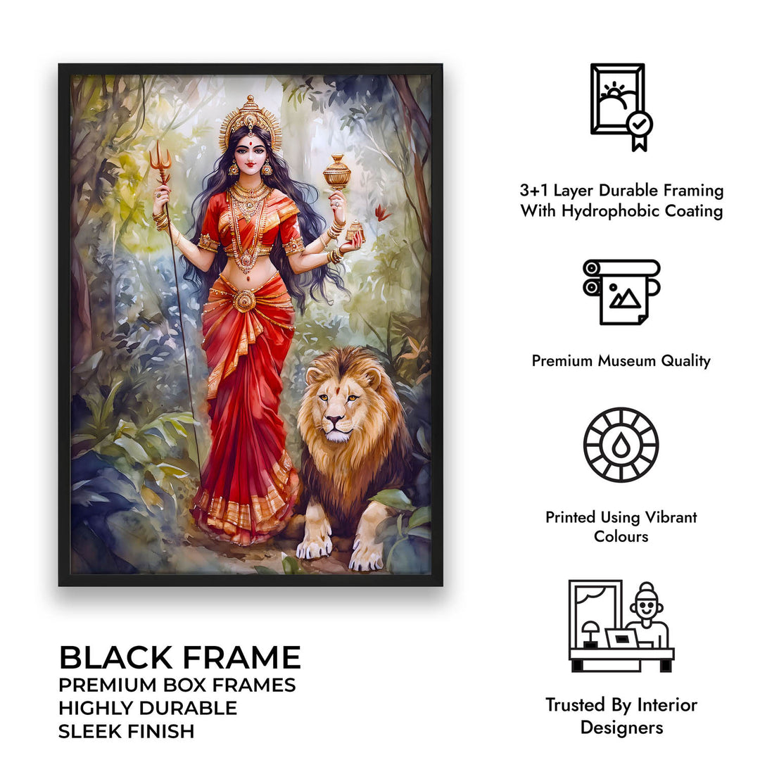 Goddess Durga with Lion - Vastu Painting