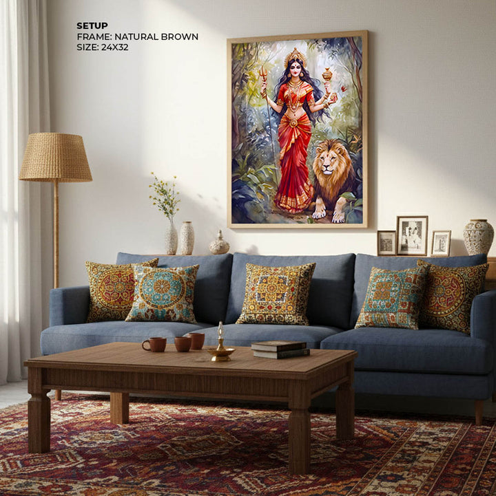 Goddess Durga with Lion - Vastu Painting
