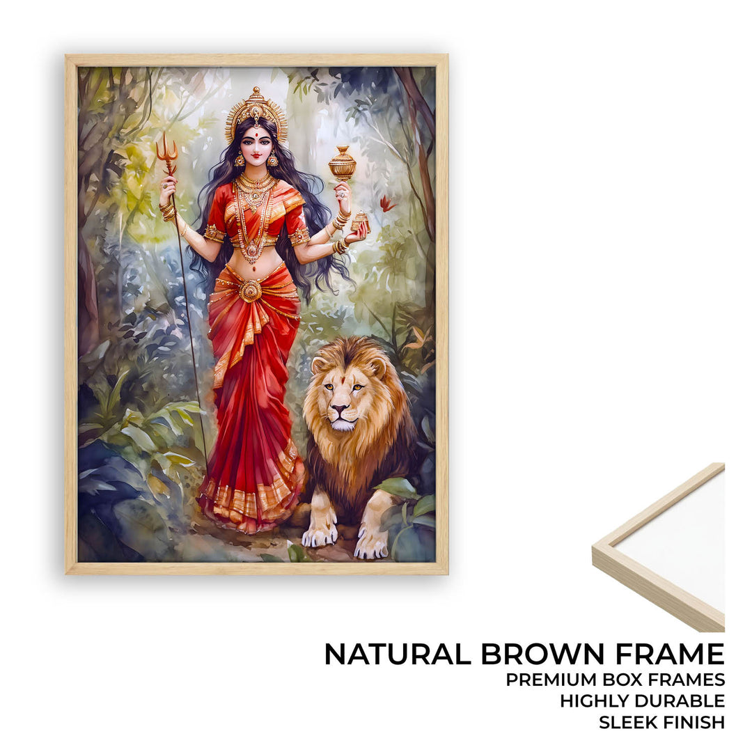 Goddess Durga with Lion - Vastu Painting