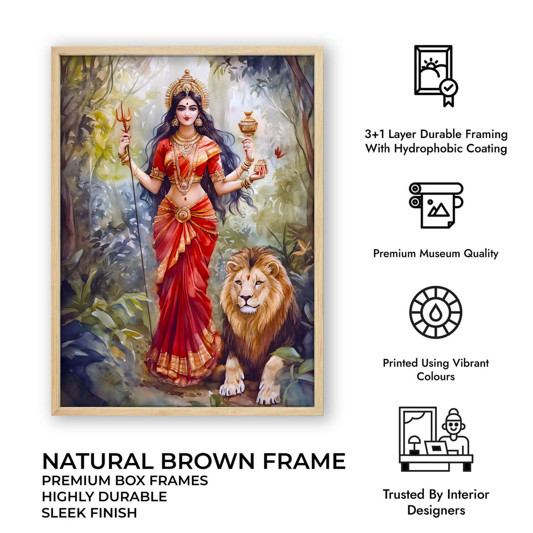Goddess Durga with Lion - Vastu Painting