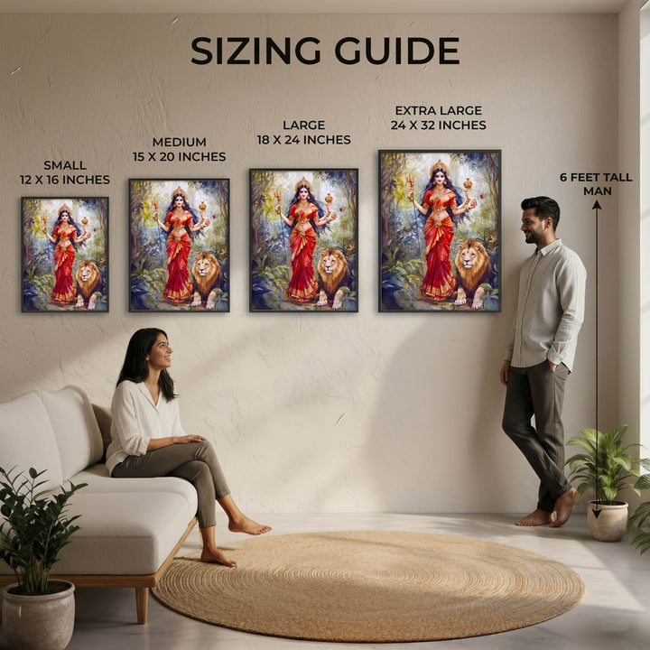 Goddess Durga with Lion - Vastu Painting