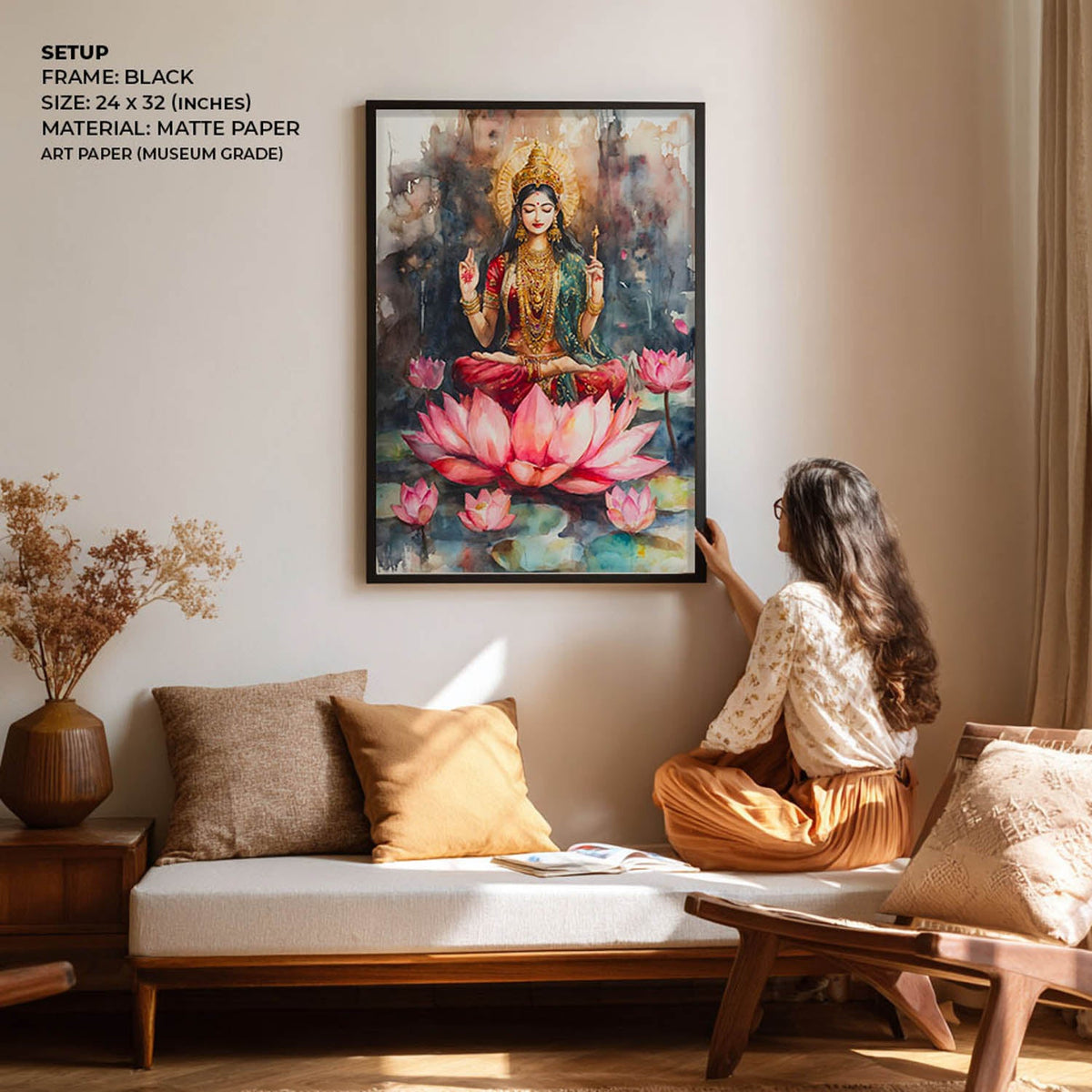 Laxmi among lotuses wall art print