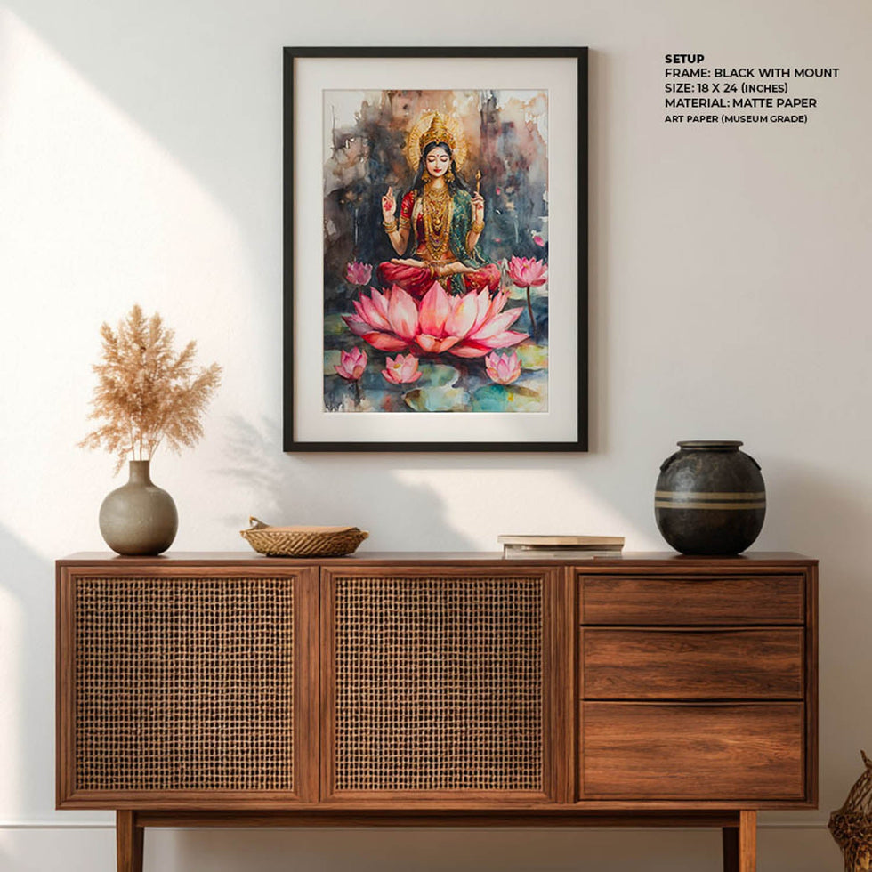 Laxmi among lotuses wall art print