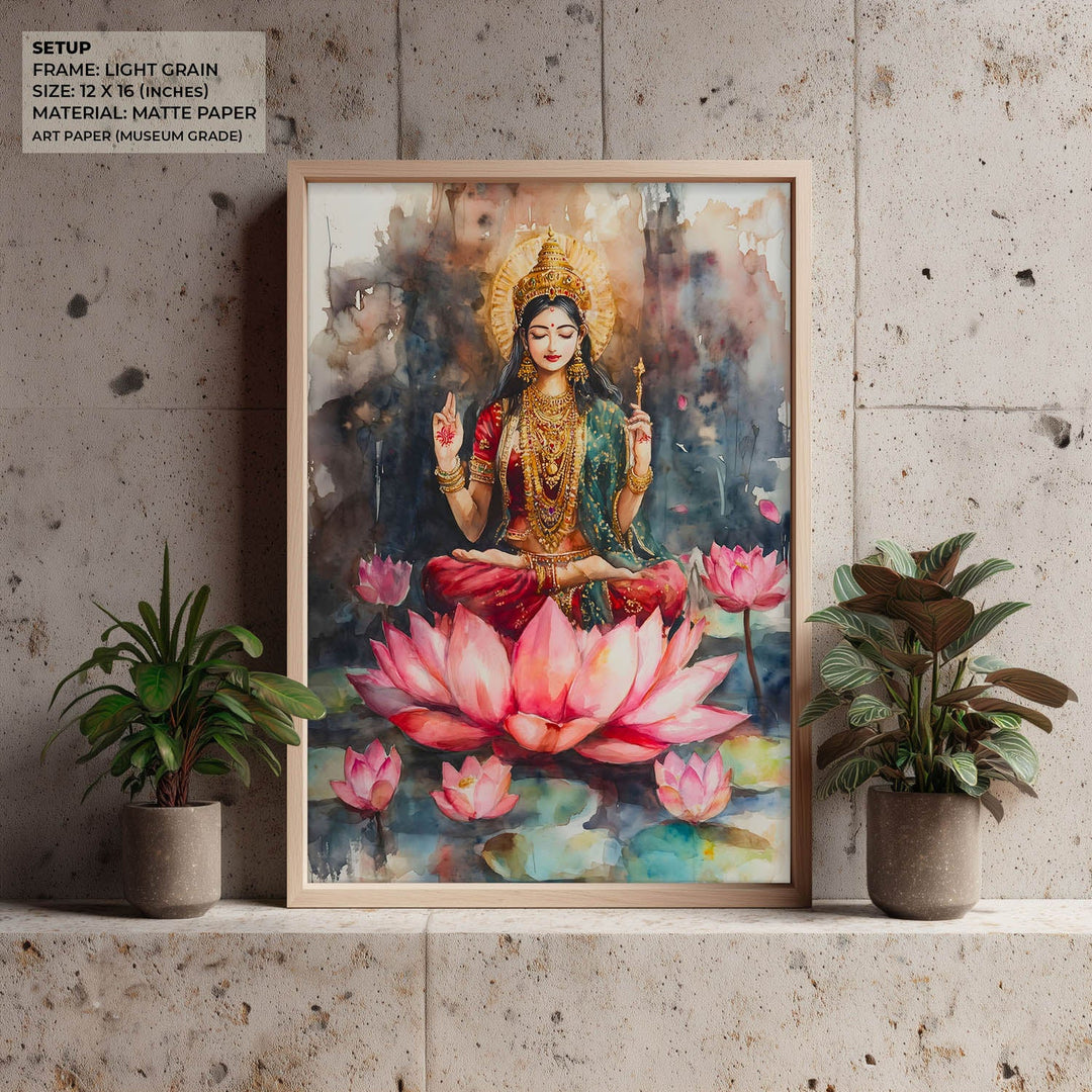 Goddess Laxmi amongst Lotuses - Vastu Painting