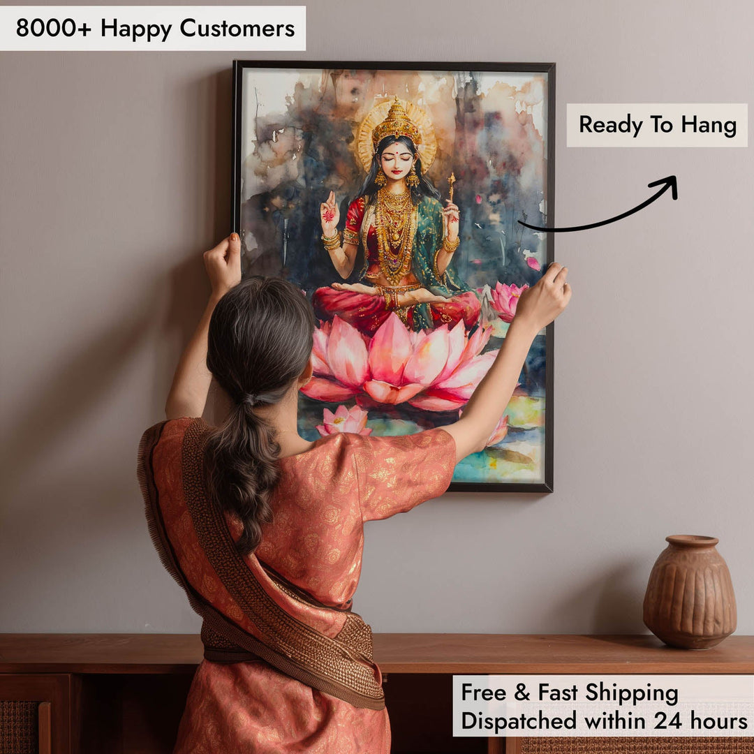 Goddess Laxmi amongst Lotuses - Vastu Painting