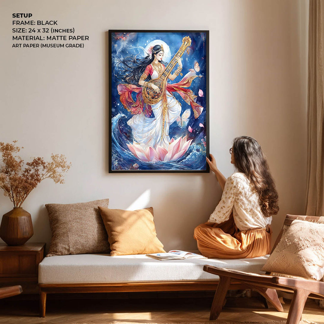 Goddess Saraswati Dancing - Vastu Painting