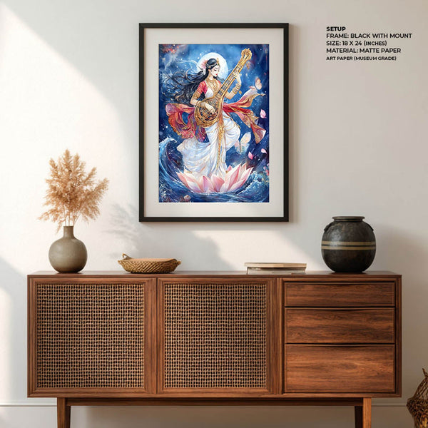 Goddess Saraswati Dancing - Vastu Painting