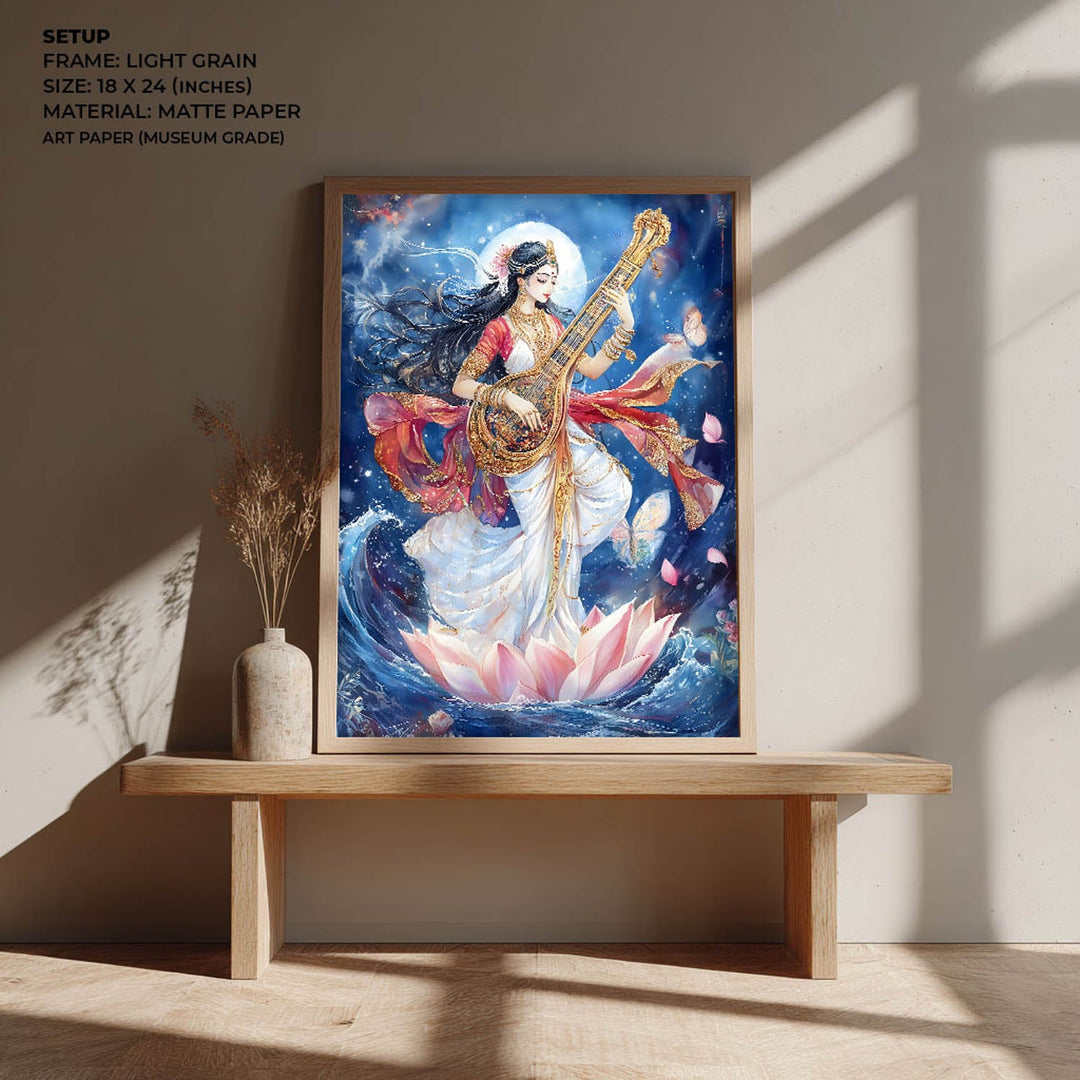 Goddess Saraswati Dancing - Vastu Painting