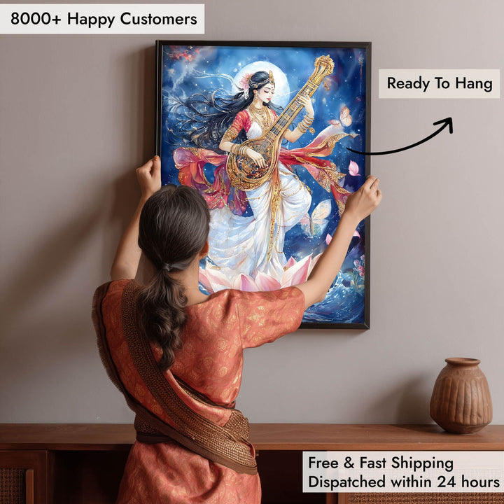 Goddess Saraswati Dancing - Vastu Painting