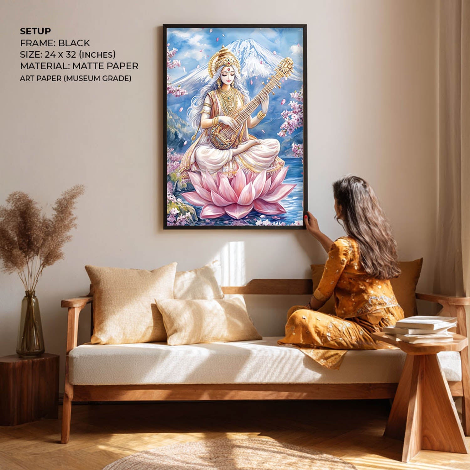 Goddess Saraswati in Himalaya  - Vastu Painting