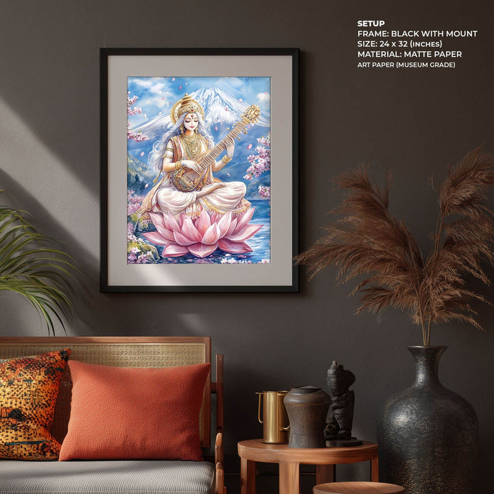 Goddess Saraswati in Himalaya  - Vastu Painting