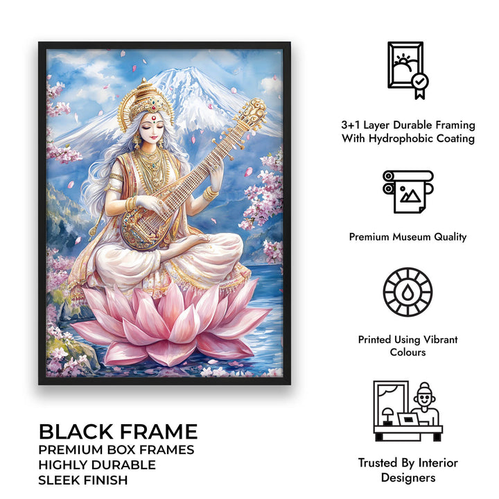 Goddess Saraswati in Himalaya  - Vastu Painting