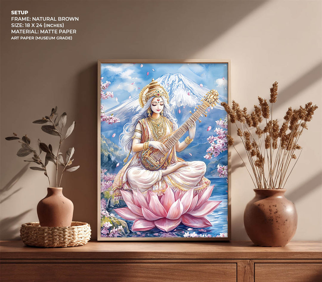 Goddess Saraswati in Himalaya  - Vastu Painting