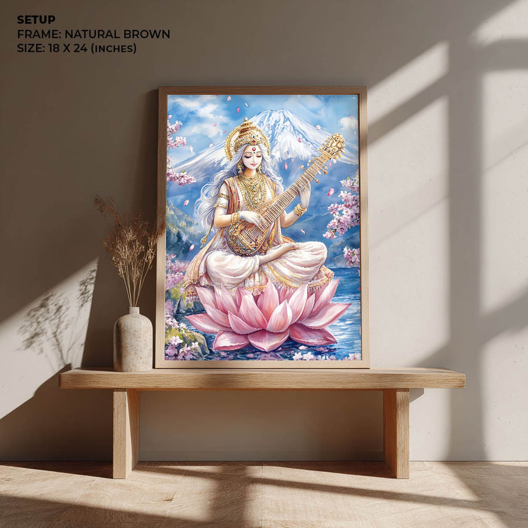Goddess Saraswati in Himalaya  - Vastu Painting
