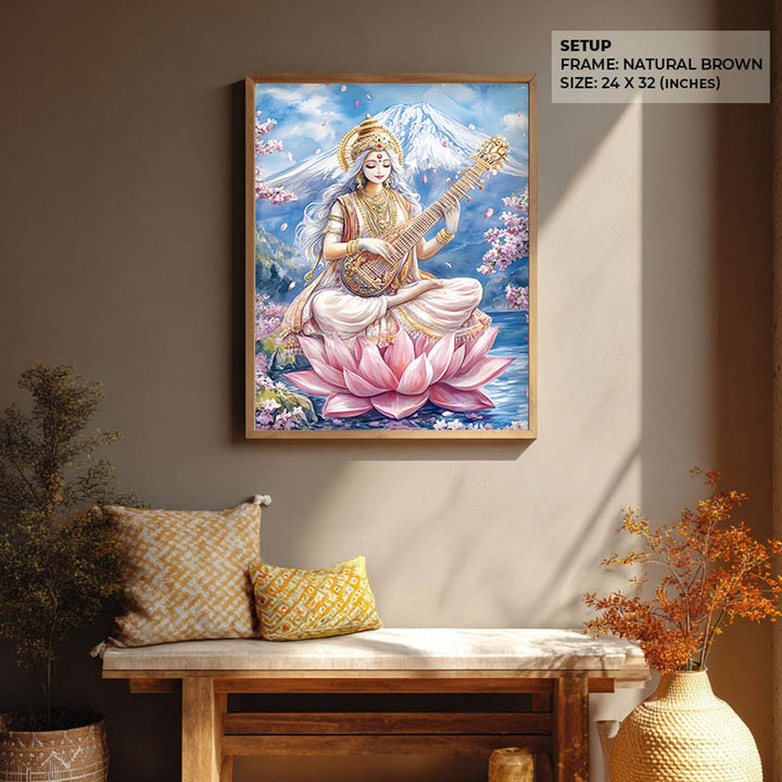 Goddess Saraswati in Himalaya  - Vastu Painting