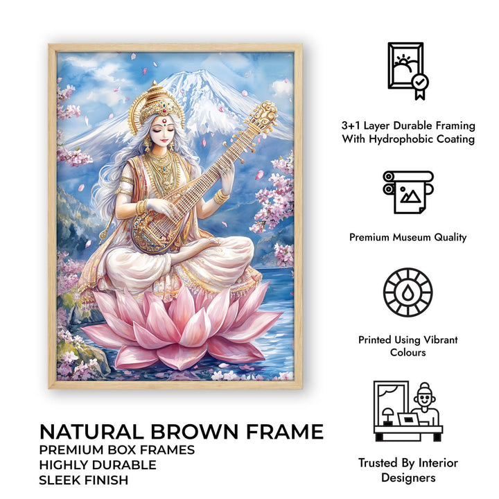 Goddess Saraswati in Himalaya  - Vastu Painting