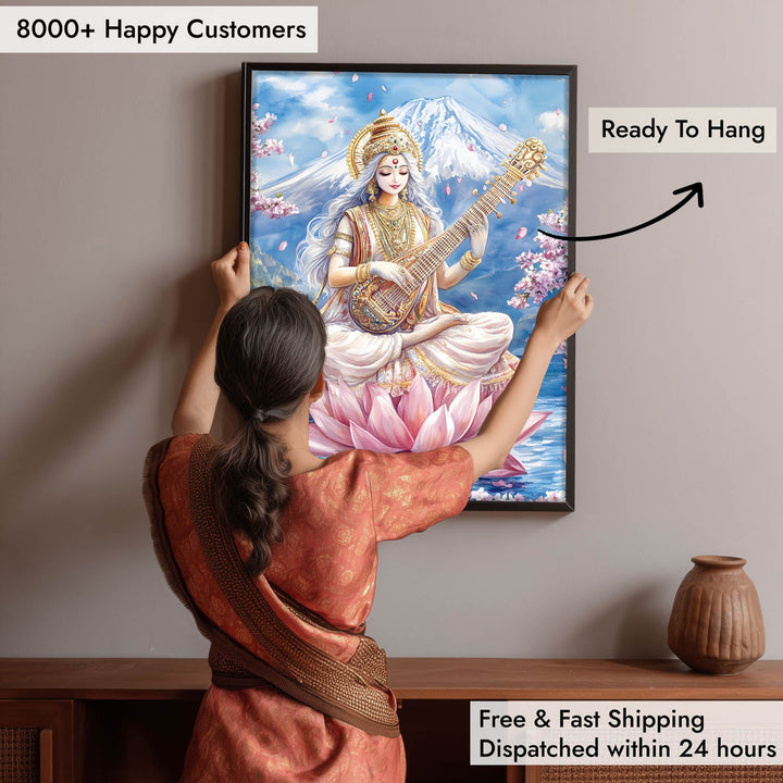Goddess Saraswati in Himalaya  - Vastu Painting