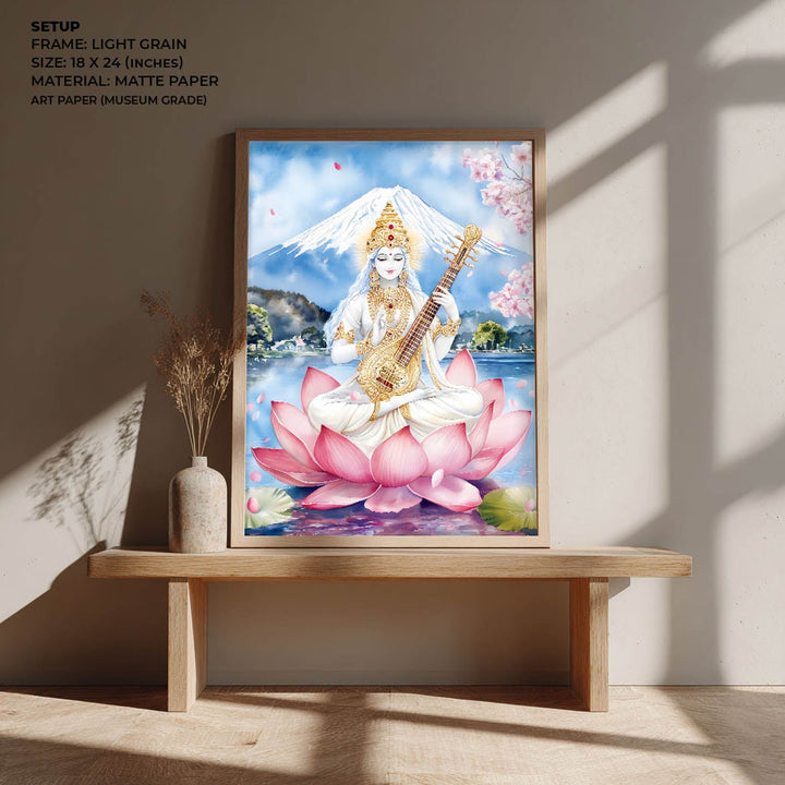Goddess Saraswati on Lotus - Vastu Painting
