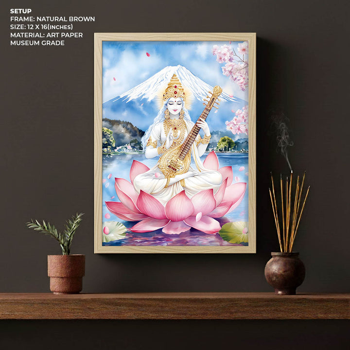 Goddess Saraswati on Lotus - Vastu Painting