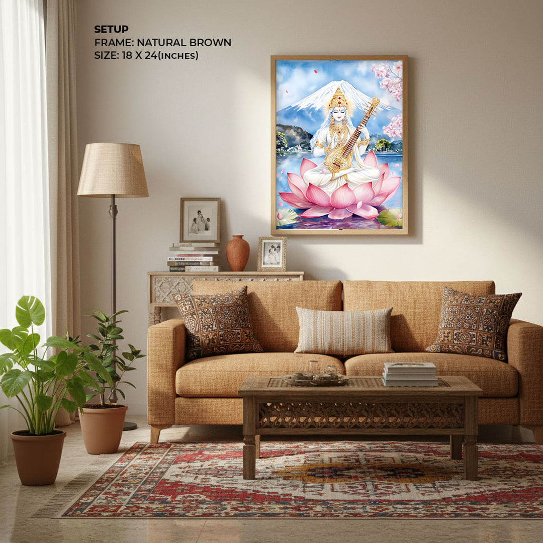 Goddess Saraswati on Lotus - Vastu Painting