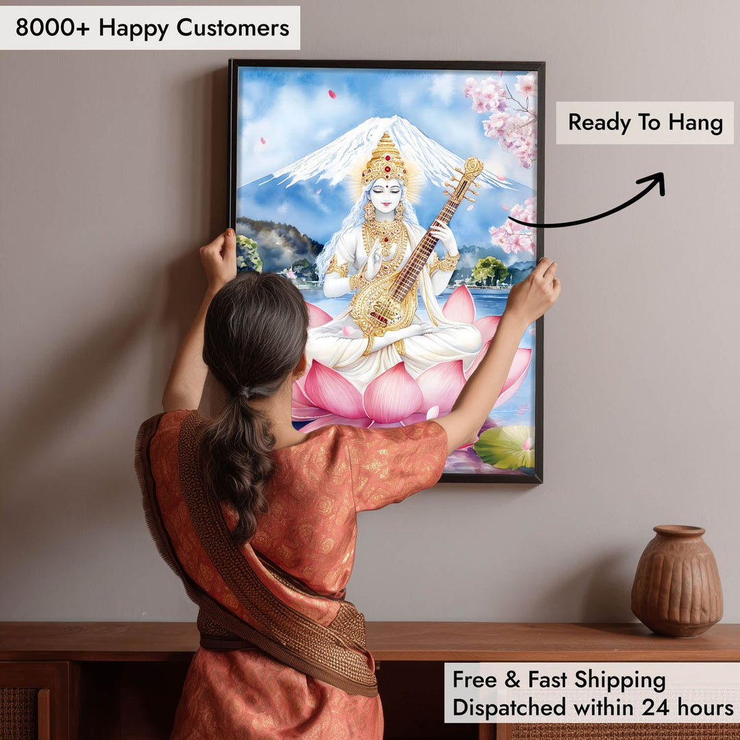 Goddess Saraswati on Lotus - Vastu Painting