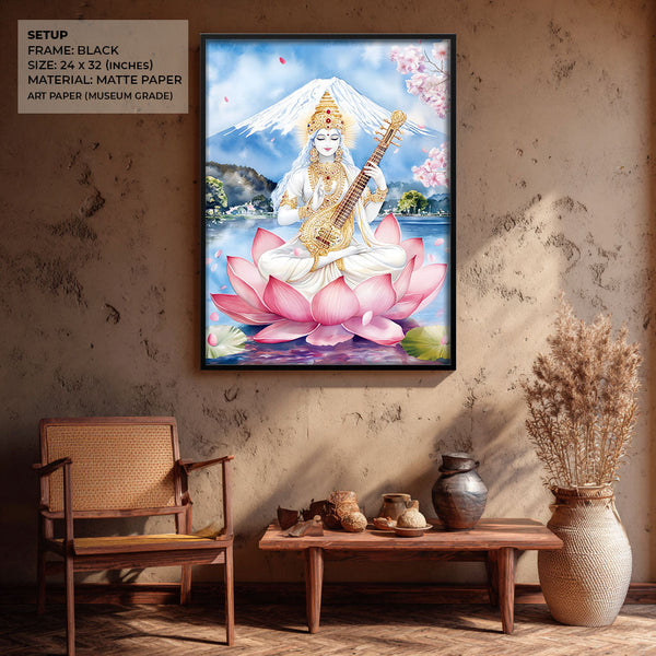 Goddess Saraswati on Lotus - Vastu Painting
