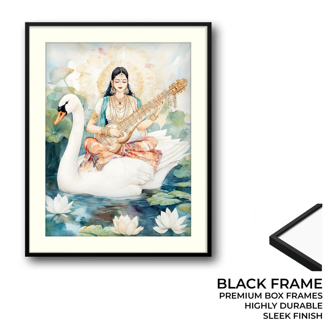 Goddess Saraswati on Swan - Vastu Painting
