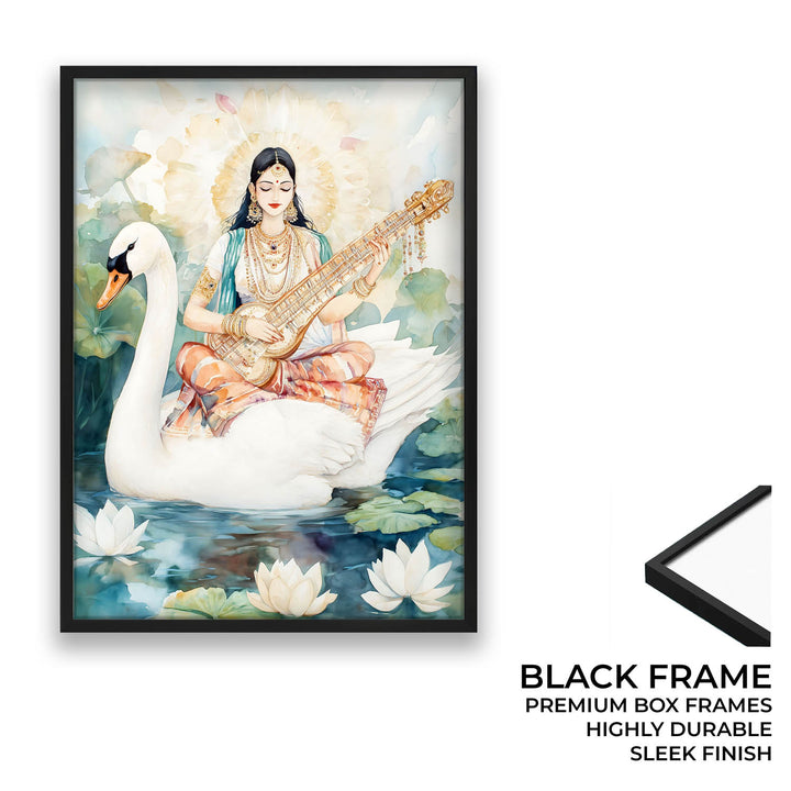 Goddess Saraswati on Swan - Vastu Painting