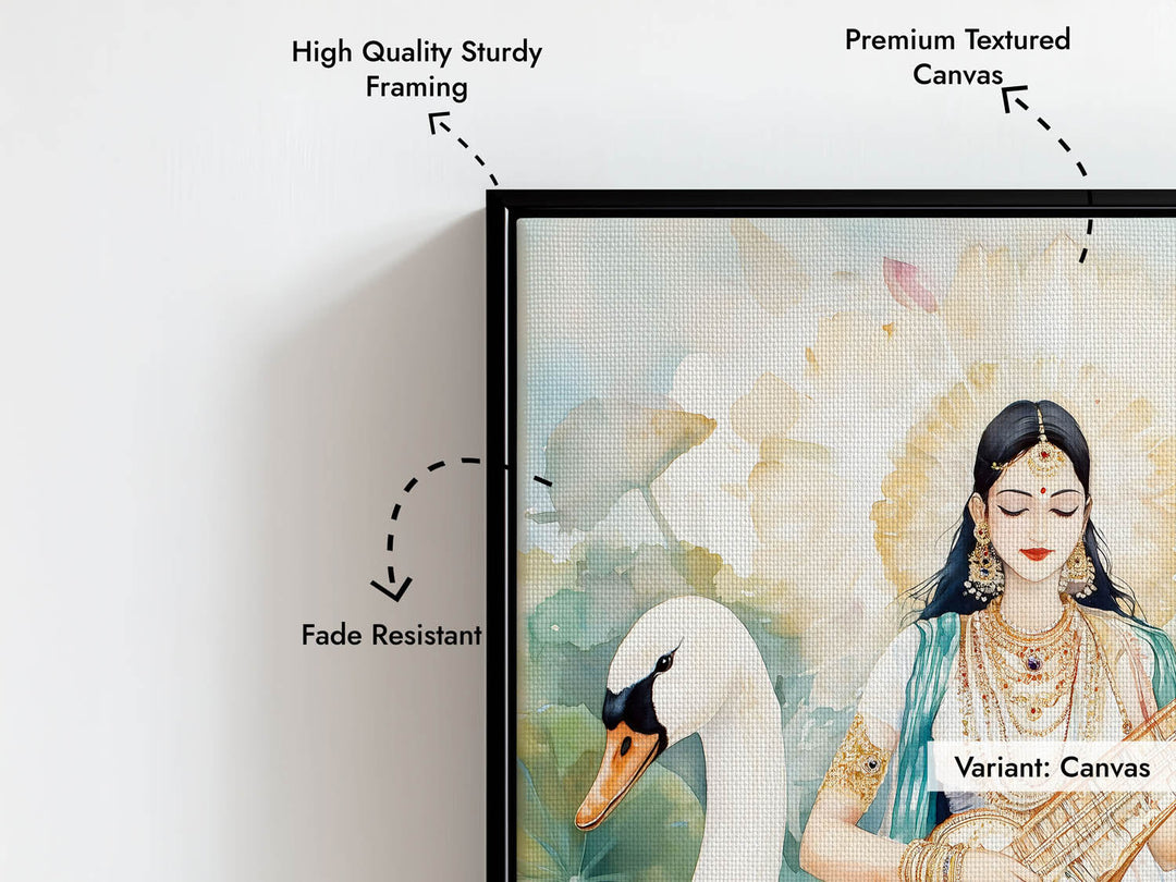 Goddess Saraswati on Swan - Vastu Painting