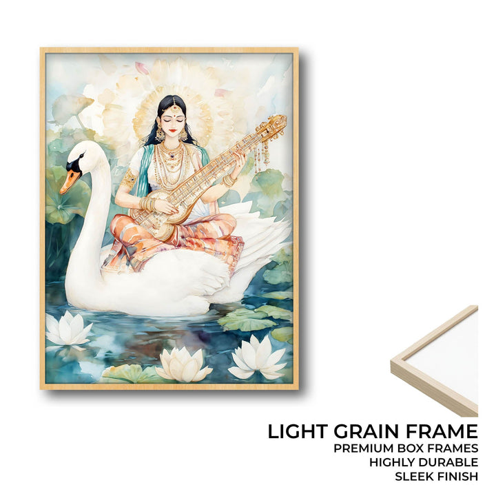 Goddess Saraswati on Swan - Vastu Painting