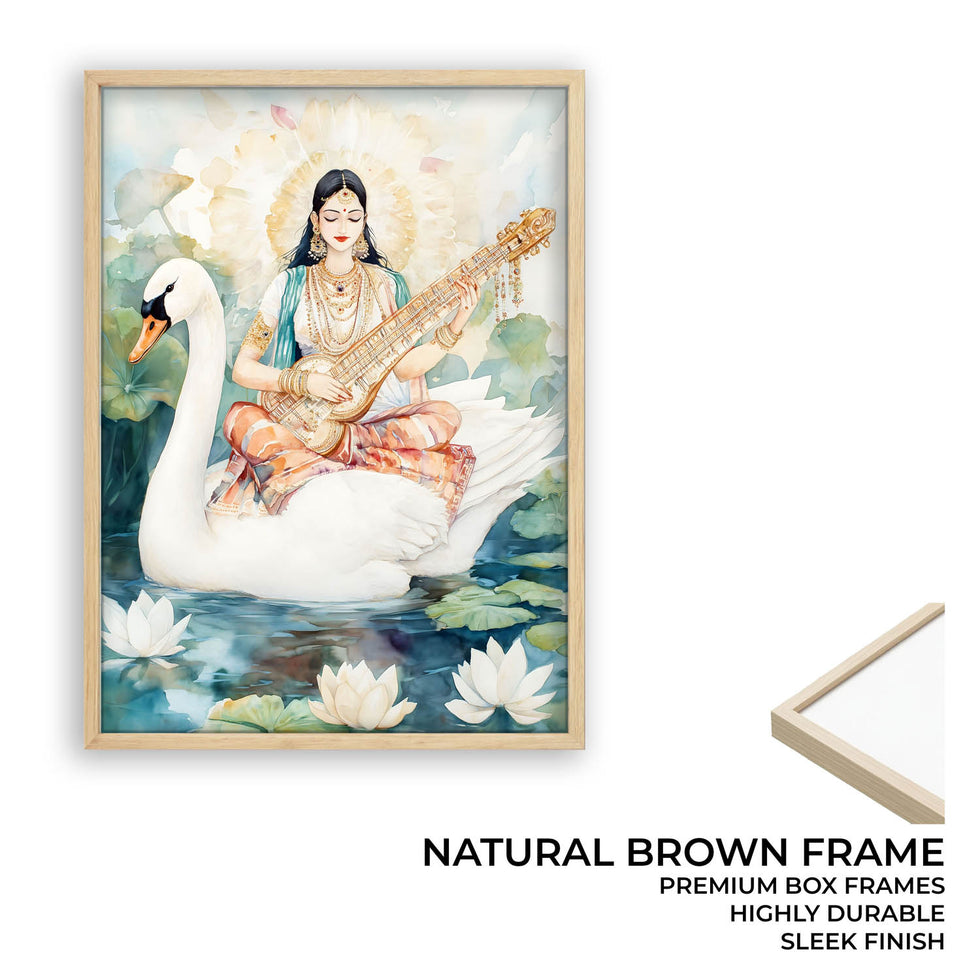 Goddess Saraswati on Swan - Vastu Painting