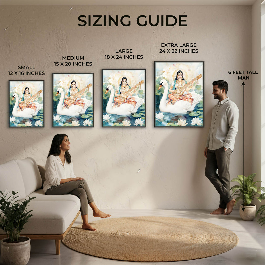 Goddess Saraswati on Swan - Vastu Painting
