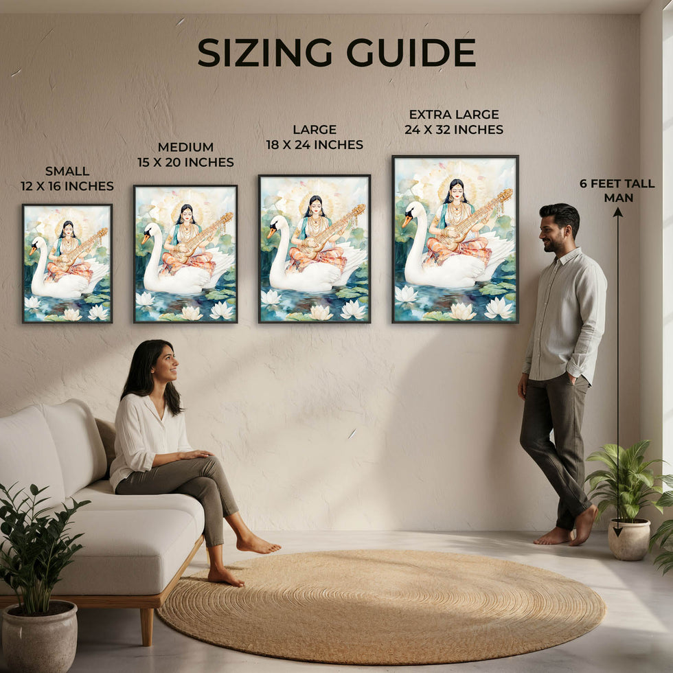 Goddess Saraswati on Swan - Vastu Painting