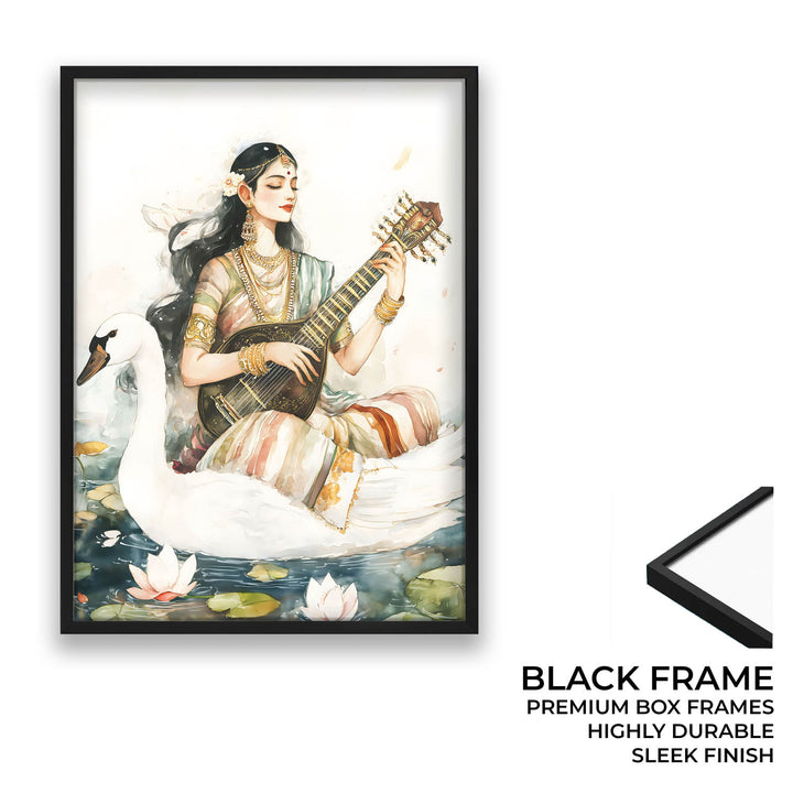 Goddess Saraswati sitting on Swan - Vastu Painting