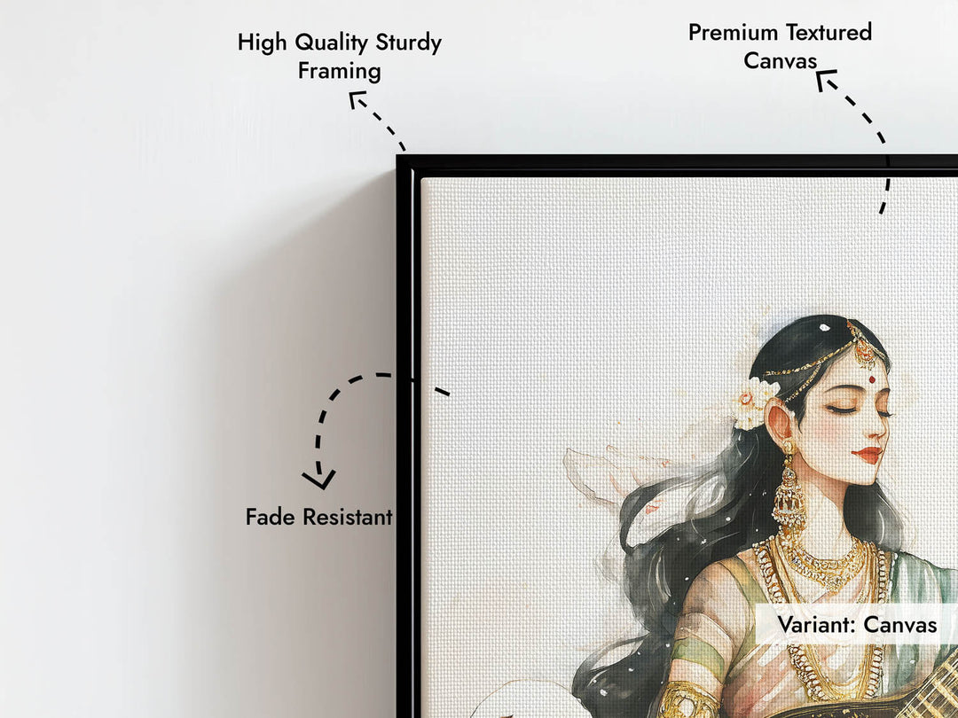 Goddess Saraswati sitting on Swan - Vastu Painting