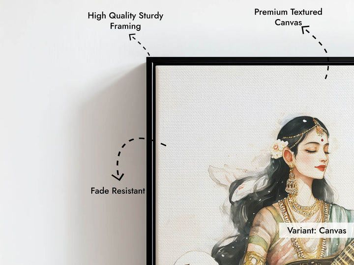 Goddess Saraswati sitting on Swan - Vastu Painting